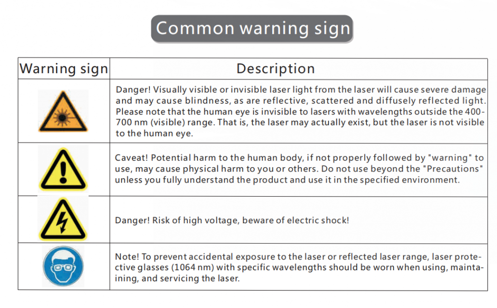 Laser safety warning sign