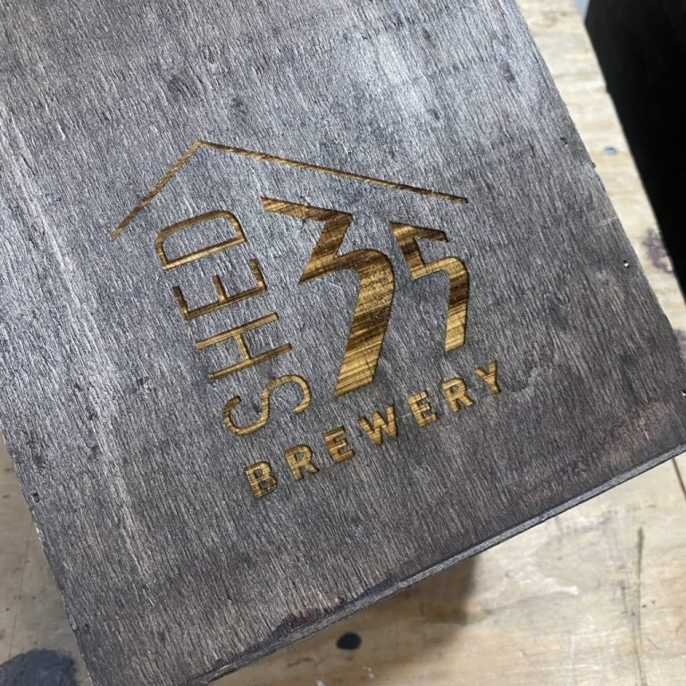 Beer carrier laser engraved for Shed 35 Brewery