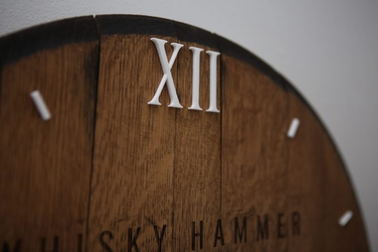 Bespoke Whisky Barrel Cask End Clock for Whisky Hammer