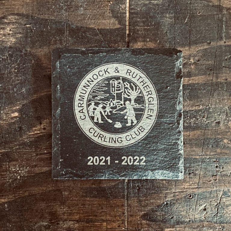 Slate Coasters Laser Engraved for Carmunnock & Rutherglen Curling Club