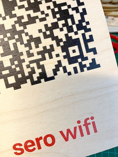 qr code printed on wood